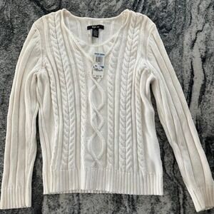 Style & Co white cable knit sweater Women's XL